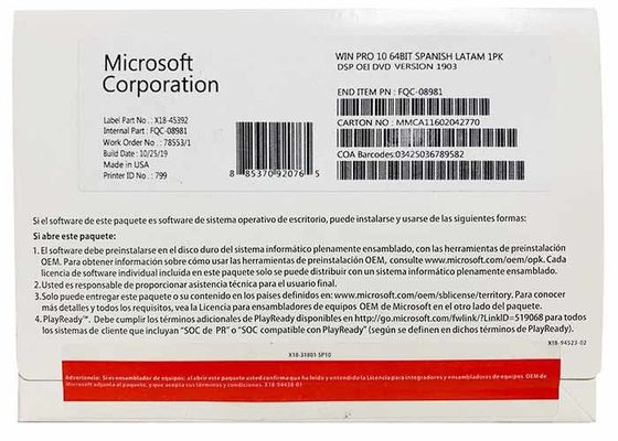 Digitale Download Microsoft Windows 10 Professionele OEM DVD Engelse Versie met 64 bits